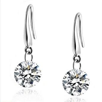 Hot Sale 100% Genuine 925 Sterling Silver Austria Crystal Fine Drop Earring Fashion Costume Jewelry