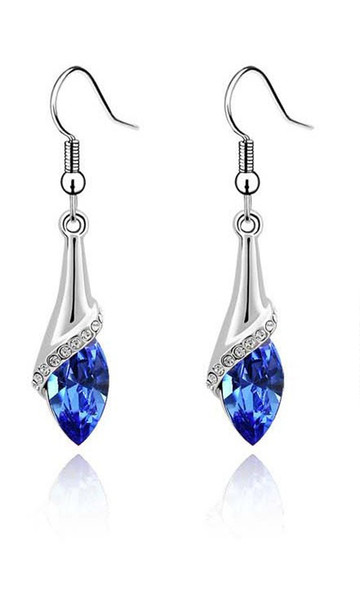 Wholesale 18K Platinum Plated Women Marquis Drop Earrings Genuine Austrian Crystal Fashion Earrings Jewelry for Women A44