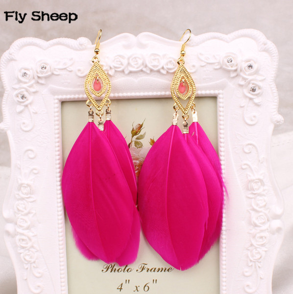 Multi-colored Feather Earrings Bohemia Summer Beach Style Charming Dangle Earring Women Elegant Ear Jewelry Tassel Eardro