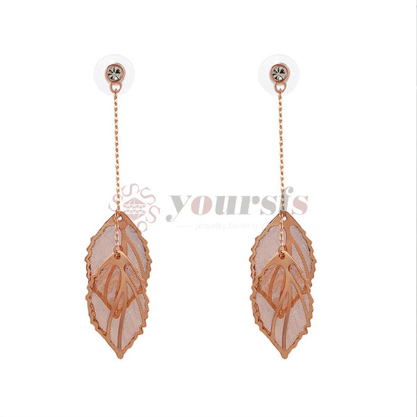 Yoursfs Fashion 1 Pair Retro long section of wood leaves fashion female models earrings