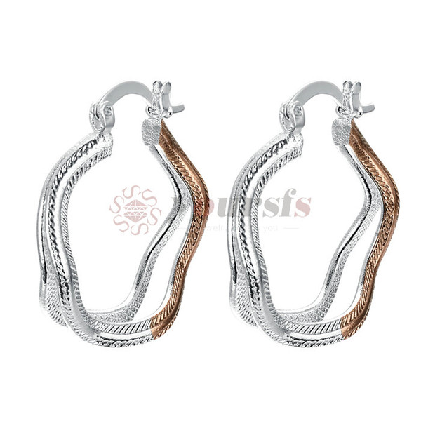 Yoursfs New Double Circles Round Hoop Earrings for Women Gold Color Twisted Large Earrings