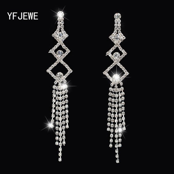 Fashion Brand Charm wedding jewelry new hot sell Full shiny rhinestone double Crystal drop earrings for women 2017 #E323