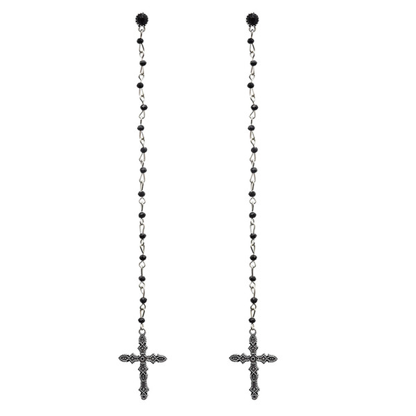 1 Colors Trendy Bead Tassel Cross Long Earring For Women Jewelry Design