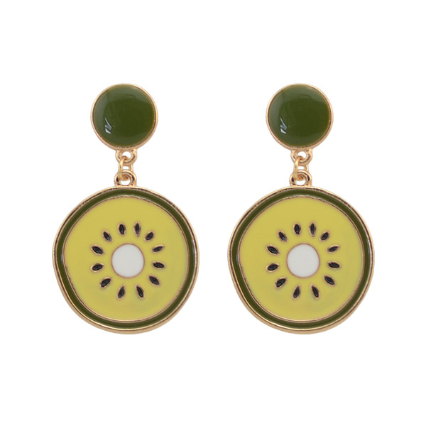 idealway Korea Style Fashion Gold Plated Fruit lemon Cicle Drop Stud Earrings