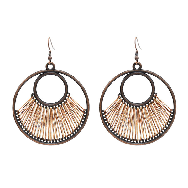 Vintage Alloy Hollow Out Big Fashion Round Circles Dangle Drop Earrings Geometric Earrings For Women Jewelry Design Gift