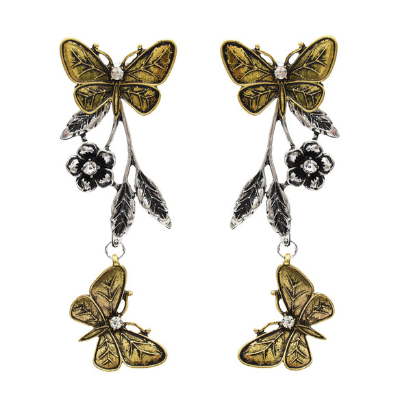 New Fashion Vintage Silver Butterfly Long Earrings For Women Jewelry Design Gift