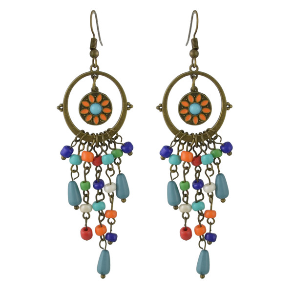 idealway 2 Styles Bohemian Vintage Tassel Beads Long Drop Earrings Wedding Party Fashion Jewelry