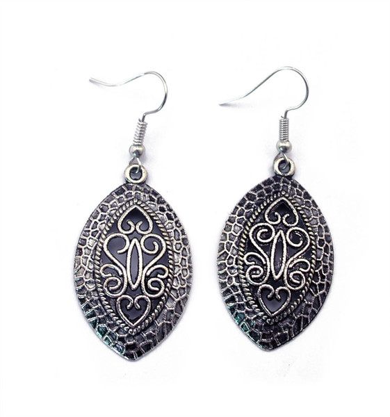 New Bohemian Fashion Popular Vintage Silver Hollow Carving Flower Earrings Boho Wedding Party Jewelry