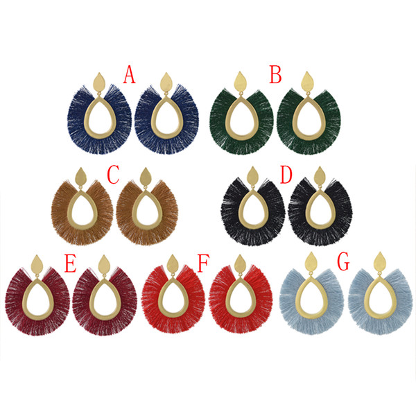 idealway Boho Fringe Earrings Gold Plated Big Water drop Stud Tassel Earring Ear Jewelry
