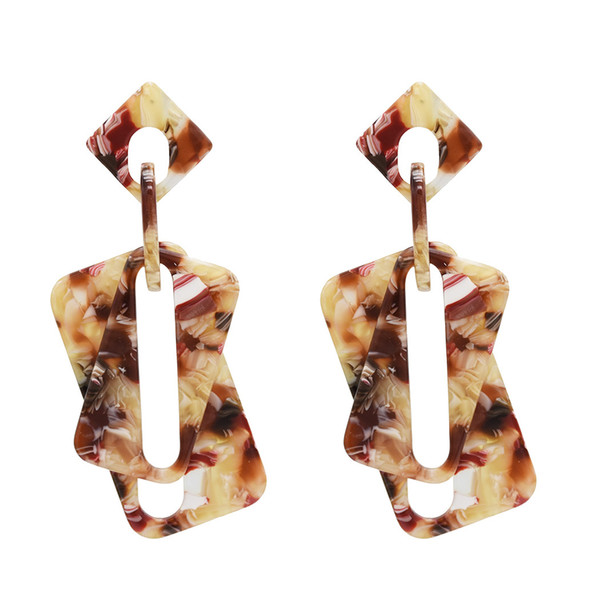 New Bohemian Fashion 4 Colors Acrylic Amber Pattern Earrings For Women Wedding Party Jewelry