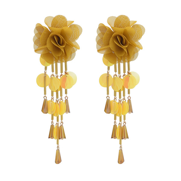 idealway Resin Sequins Glass Tassel Rhinestone Crystal Sequins Tassel Drop Dangle Earrings Women Engagement Jewelry