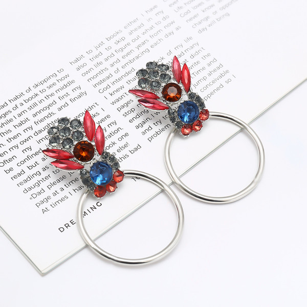 idealway New Arrived Trendy Big Cirque Design Cicadas Shape Rhinestone Earring For Women