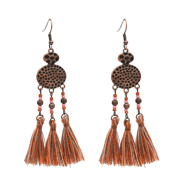 3 Colors Bohimian Vintage Ethnic Thread Tassel Drop Earrings For Women Jewelry Design Jewelry