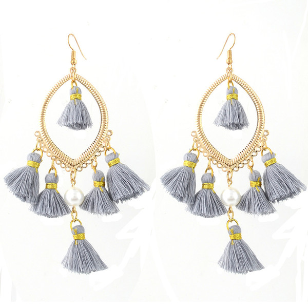 idealway 4 Colors Bohemian Hot Fashion Gold plated Alloy Thread Tassel Dangle Earrings Women Jewelry Gift