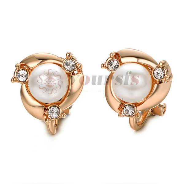 Yoursfs Clip earring Ivory pearl Round Earrings no Pierced Clip on Earrings for girl E973