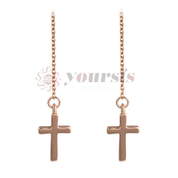 Yoursfs Cross Stud Earrings Rose GP Crucifix Clear CZ Vintage Drop Dangle Earrings Women Jewelry