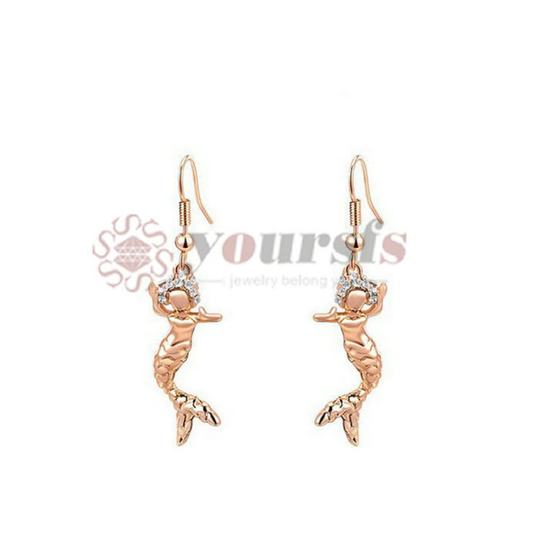 Yoursfs 18K Gold Plated Crystal Mermaid Hook Earrings Women's Fashion Jewelry