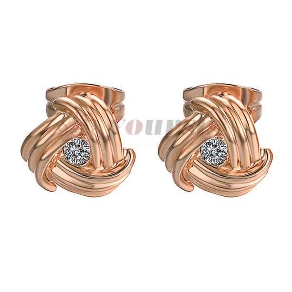 Yoursfs Hot Sale Cute Korean Stud Earrings Twist Love-knot Rose Gold Color Women Earings Fashion Jewelry Lovely Design