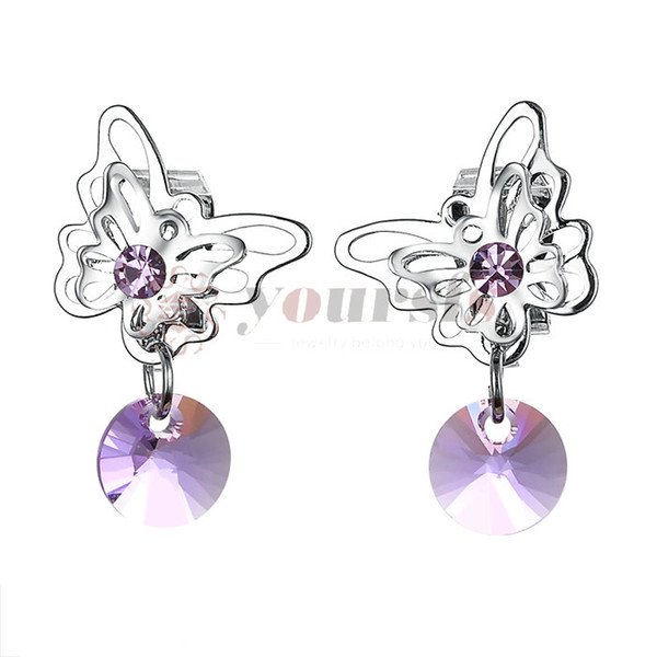 Yoursfs Clip-on Earrings For Women CZ Wedding Earrings Butterfly flower shape Jewelry Valentine Gifts