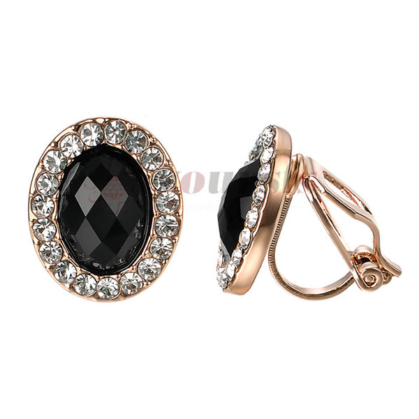 Yoursfs Crystal Women Clip On Earrings 18K Rose Gold Plated Fashion Jewelry Unique Cocktail CZ Earrings Gift