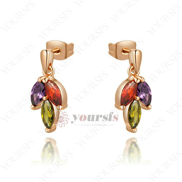 Yoursfs 18K Rose Gold Plated Triple-Color Crystal Flower Earring Use Austrian Crystal Fashion Jewelry