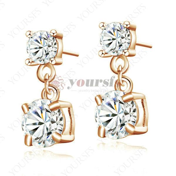 Yoursfs Brand Gold Earring For Women Earring Elegant Womens Zircon Crystal Earrings Women Party Jewelry Christmas Gift