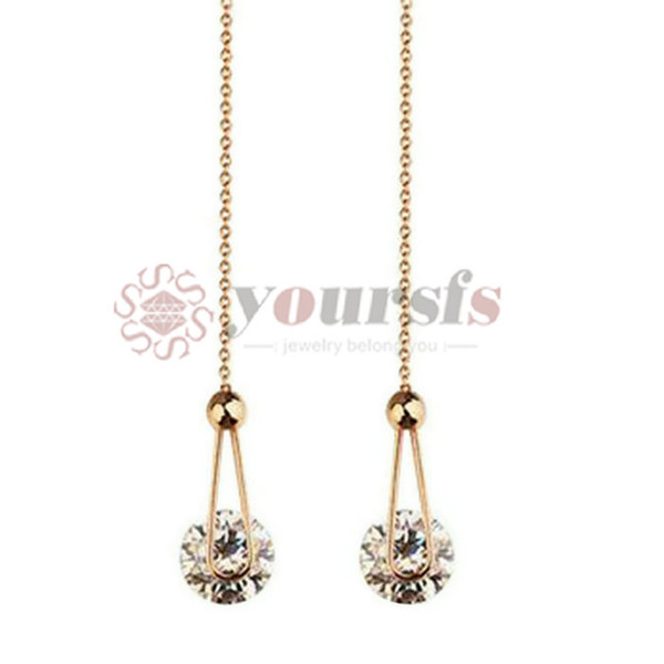 Yoursfs Dangle Earrings with Long Chain Austria Crystal Jewelry Gift (18k Rose Gold Plated)