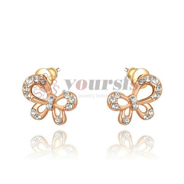 Yoursfs 18K Rose Gold Plated Butterfly Earring Women Fashion Ear Pin Jewelry