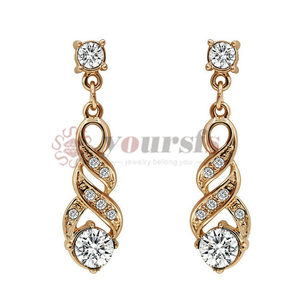 Yoursfs 18KGold Plated Simulated Diamond Elegant Nobility Eardrop Send People Or Private use