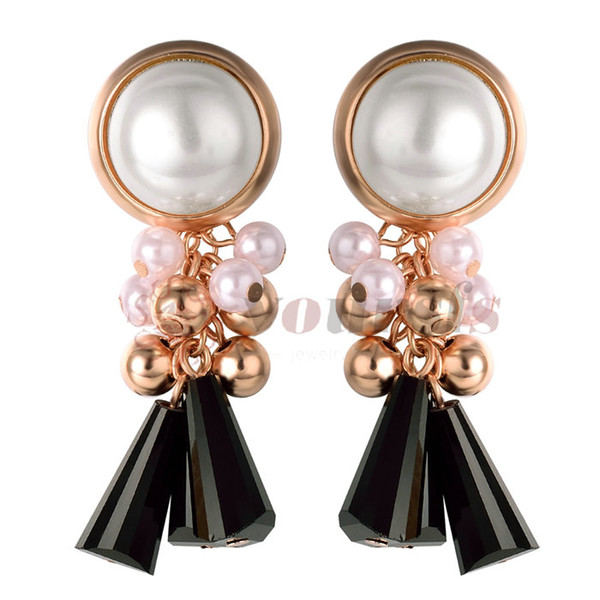 Yoursfs Vintage pearl dangle earring clip on earring for women wedding fashion drop earring