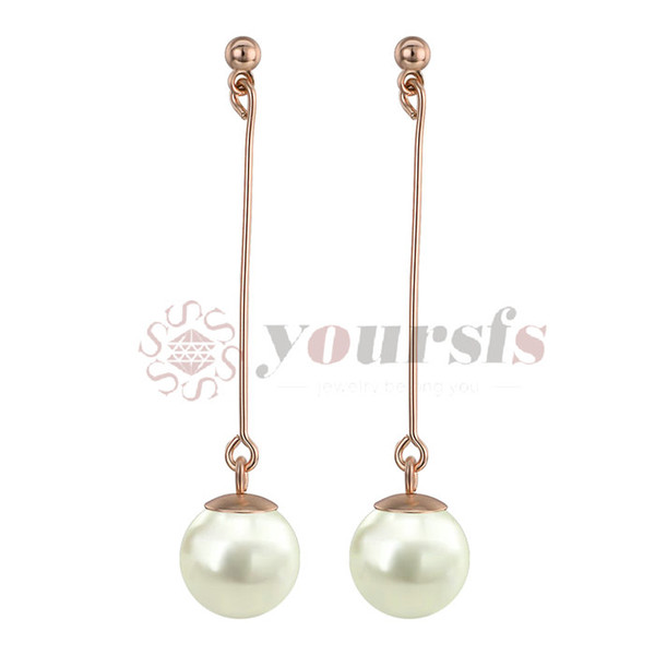 Yoursfs Dangle Drop Pearl Earrings Long Section, Gold Plating Earrings imitation pearl Earrings