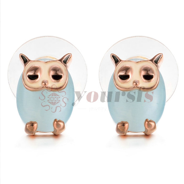 Yoursfs Owl Jewelry Earrings Cute Personality Owl Pink Crystal Stud Earrings for Women Gift Idea