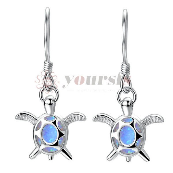 Yoursfs Turtle Earrings For Women French Hooks Lab Created Blue Opal Turtle Drop & Dangle Earrings