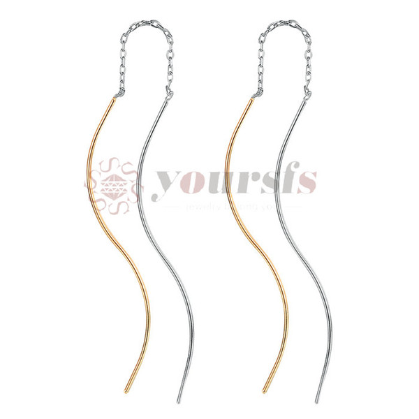 Yoursfs Corkscrew Threader Earrings for Women Platinum / Gold Plated Curve Thin Twist Shape Dangle Earrings