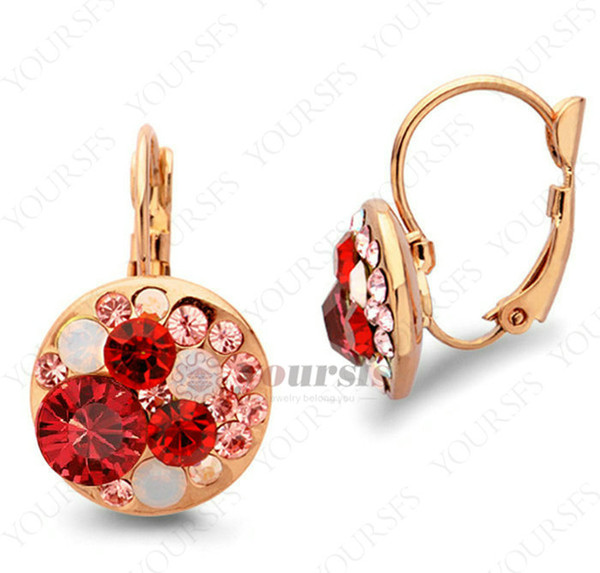 Yoursfs Clip On Earrings with Round Austrian Crystals (18k Rose Gold Plated)