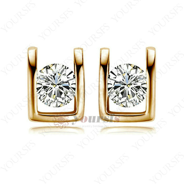 Yoursfs 18K Rose Gold Plated 0.3CT Simulated Diamond Studs Earrings Use Austrian Crystal Fashion Jewelry