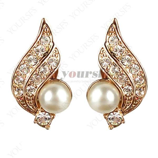 Yoursfs 18K White Gold Plated Love Wing Gray Pearl Earring Use Austrian Crystal Fashion Jewelry