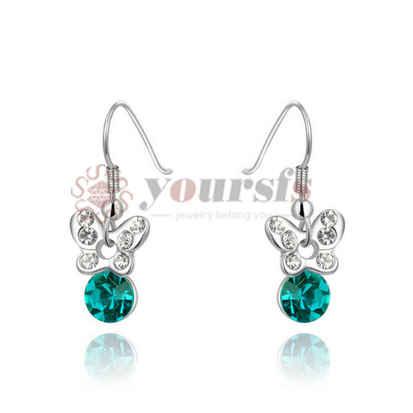 Yoursfs 18K Gold Plated Crystal Butterfly Earring Women Fashion Ear Hook Jewelry