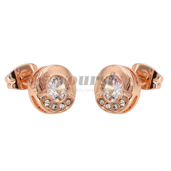 Yoursfs Sparkling 18K Gold Plated Round-Shape Zircon Stud Earring