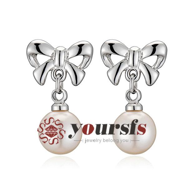 Yoursfs Noble Princess Style Charm Earrings Austrian Crystal 18 K White Gold Plated Butterfly-knot Statement Dangle Earrings For Women Gift