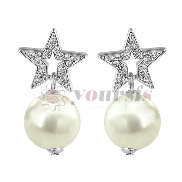 Yoursfs Gold Plating Star Stud Earrings Simulated Pearl Stud Earrings for Women