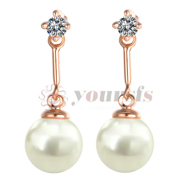 Yoursfs enamel Flower Pearl Leverback Clip Earrings for Women Drop Pearl Bridal Jewelry