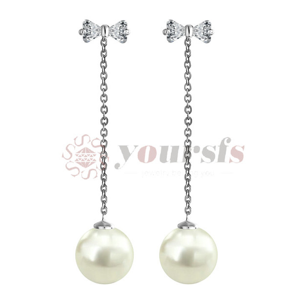 Yoursfs Double Pearl threader earrings silver color ladies butterfly threader earrings for engagement