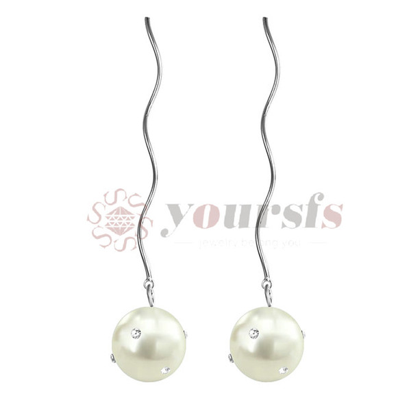 Yoursfs pearl linear threader earrings screw long dropping dangle chain earrings for women