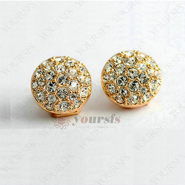 Yoursfs 18K Rose Gold Plated Classics Round Clip on Earrings Use Austrian Crystal Fashion Jewelry