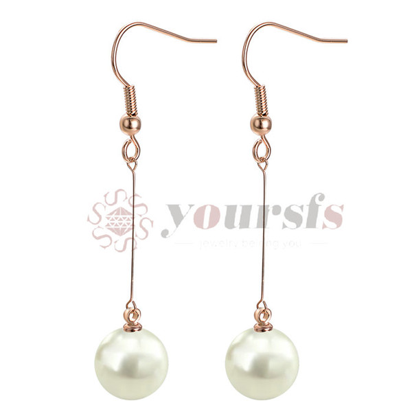 Yoursfs hook dangle chain earring with pearl 6cm long dangling earring for women