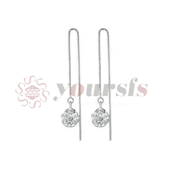 Yoursfs Threader Drop Earrings Sparkling Crystal Ball Pendant 18k White Gold Plated