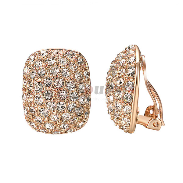 Yoursfs Clip Earrings For Women With Round Austrian Crystals Non Pierced Ears Clip-On Earrings