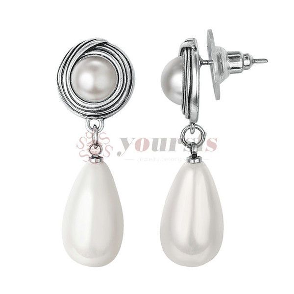 Yoursfs Pearl Stud Earrings for Women Bow Knot Drop Earrings Wedding Pearl Jewelry (Vintage Pearl Earrings)