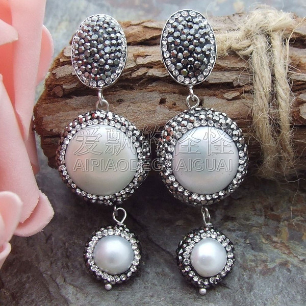 E072114 15mm White Coin Pearl Earrings